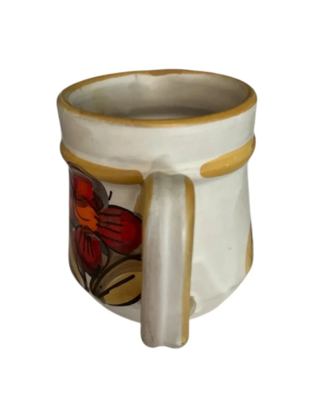Vintage Italian Hand Painted Creamer Pitcher Floral Mid Century Italy Pottery